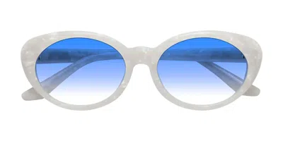 Yesglasses Mother-of-pearl Retro-vintage Acetate Oval Gradient Sunglasses In Mother-of-pearl,blue