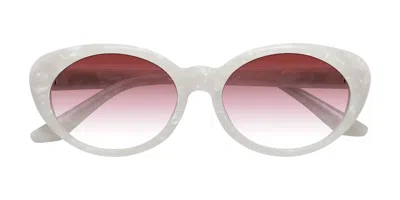 Yesglasses Mother-of-pearl Retro-vintage Acetate Oval Gradient Sunglasses In Mother-of-pearl,garnet
