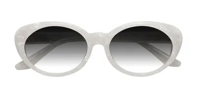 Yesglasses Mother-of-pearl Retro-vintage Acetate Oval Gradient Sunglasses In Mother-of-pearl,gray