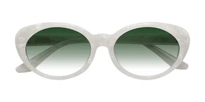 Yesglasses Mother-of-pearl Retro-vintage Acetate Oval Gradient Sunglasses In Mother-of-pearl,green