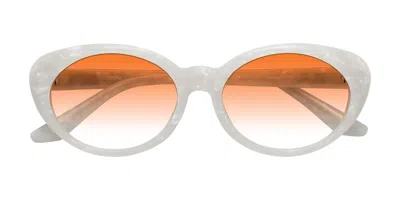 Yesglasses Mother-of-pearl Retro-vintage Acetate Oval Gradient Sunglasses In Mother-of-pearl,orange