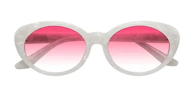 Yesglasses Mother-of-pearl Retro-vintage Acetate Oval Gradient Sunglasses In Mother-of-pearl,pink