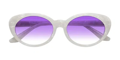 Yesglasses Mother-of-pearl Retro-vintage Acetate Oval Gradient Sunglasses In Mother-of-pearl,purple