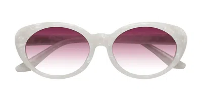 Yesglasses Mother-of-pearl Retro-vintage Acetate Oval Gradient Sunglasses In Mother-of-pearl,wine
