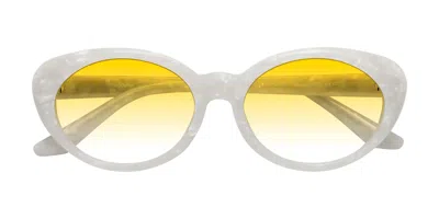 Yesglasses Mother-of-pearl Retro-vintage Acetate Oval Gradient Sunglasses In Mother-of-pearl,yellow