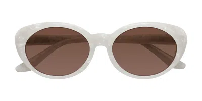 Yesglasses Mother-of-pearl Retro-vintage Acetate Oval Tinted Sunglasses In Mother-of-pearl,brown