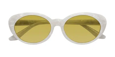 Yesglasses Mother-of-pearl Retro-vintage Acetate Oval Tinted Sunglasses In Mother-of-pearl,champagne