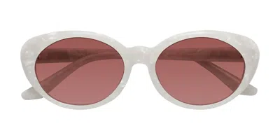 Yesglasses Mother-of-pearl Retro-vintage Acetate Oval Tinted Sunglasses In Mother-of-pearl,garnet