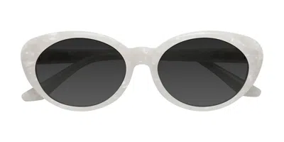 Yesglasses Mother-of-pearl Retro-vintage Acetate Oval Tinted Sunglasses In Mother-of-pearl,gray