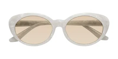 Yesglasses Mother-of-pearl Retro-vintage Acetate Oval Tinted Sunglasses In Mother-of-pearl,light Brown