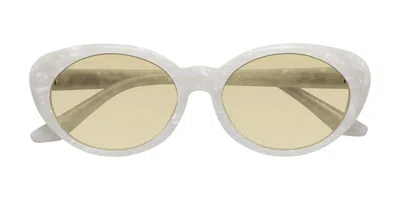Yesglasses Mother-of-pearl Retro-vintage Acetate Oval Tinted Sunglasses In Mother-of-pearl,light Champagne