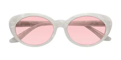 Yesglasses Mother-of-pearl Retro-vintage Acetate Oval Tinted Sunglasses In Mother-of-pearl,light Garnet