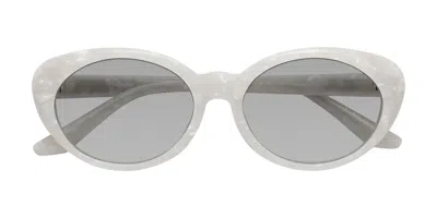 Yesglasses Mother-of-pearl Retro-vintage Acetate Oval Tinted Sunglasses In Mother-of-pearl,light Gray