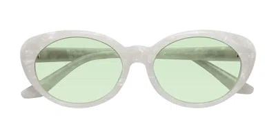 Yesglasses Mother-of-pearl Retro-vintage Acetate Oval Tinted Sunglasses In Mother-of-pearl,light Green