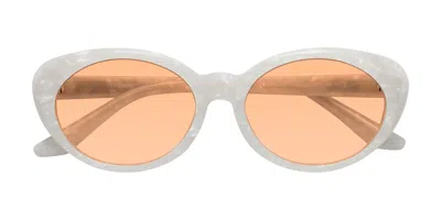 Yesglasses Mother-of-pearl Retro-vintage Acetate Oval Tinted Sunglasses In Mother-of-pearl,light Orange