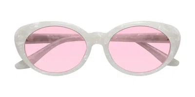 Yesglasses Mother-of-pearl Retro-vintage Acetate Oval Tinted Sunglasses In Mother-of-pearl,light Pink
