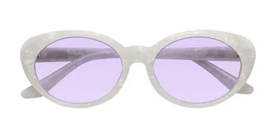 Yesglasses Mother-of-pearl Retro-vintage Acetate Oval Tinted Sunglasses In Mother-of-pearl,light Purple