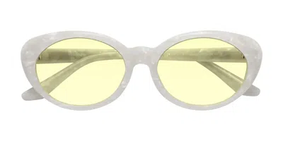 Yesglasses Mother-of-pearl Retro-vintage Acetate Oval Tinted Sunglasses In Mother-of-pearl,light Yellow