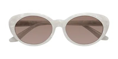 Yesglasses Mother-of-pearl Retro-vintage Acetate Oval Tinted Sunglasses In Mother-of-pearl,medium Brown