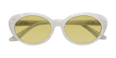Yesglasses Mother-of-pearl Retro-vintage Acetate Oval Tinted Sunglasses In Mother-of-pearl,medium Champagne