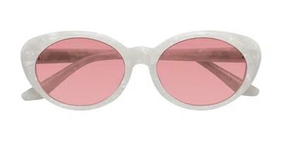 Yesglasses Mother-of-pearl Retro-vintage Acetate Oval Tinted Sunglasses In Mother-of-pearl,medium Garnet