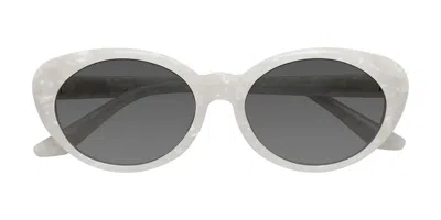 Yesglasses Mother-of-pearl Retro-vintage Acetate Oval Tinted Sunglasses In Mother-of-pearl,medium Gray