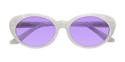 Yesglasses Mother-of-pearl Retro-vintage Acetate Oval Tinted Sunglasses In Mother-of-pearl,medium Purple