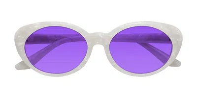 Yesglasses Mother-of-pearl Retro-vintage Acetate Oval Tinted Sunglasses In Mother-of-pearl,purple