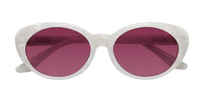 Yesglasses Mother-of-pearl Retro-vintage Acetate Oval Tinted Sunglasses In Mother-of-pearl,wine