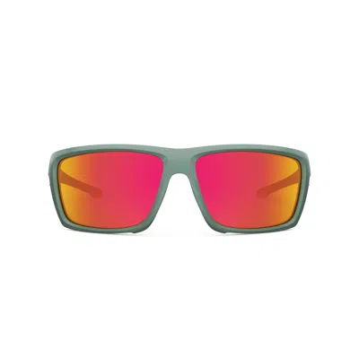 Yesglasses Muted Green Sports Sunglasses In Muted Green,red