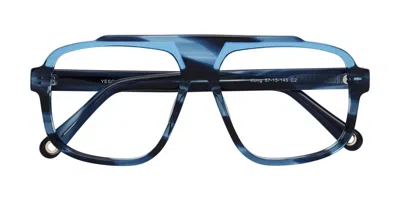 Yesglasses Ocean Striped Sports Hipster Acetate Aviator Eyeglasses - Kong