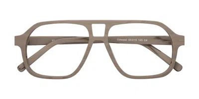 Yesglasses Pale Mauve Woodgrain Double Bridge Grandpa Wood Aviator Blue Light Glasses - Edwood