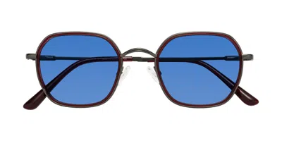 Yesglasses Ruby/gunmetal Mixed Retro-vintage Windsor Tinted Sunglasses In Ruby,gunmetal,blue