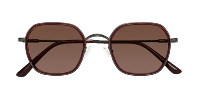 Yesglasses Ruby/gunmetal Mixed Retro-vintage Windsor Tinted Sunglasses In Ruby,gunmetal,brown