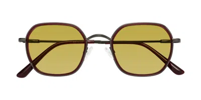 Yesglasses Ruby/gunmetal Mixed Retro-vintage Windsor Tinted Sunglasses In Ruby,gunmetal,champagne