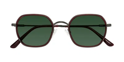 Yesglasses Ruby/gunmetal Mixed Retro-vintage Windsor Tinted Sunglasses In Ruby,gunmetal,green
