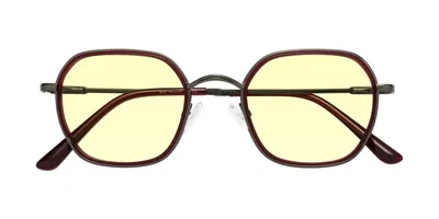 Yesglasses Ruby/gunmetal Mixed Retro-vintage Windsor Tinted Sunglasses In Ruby,gunmetal,light Yellow