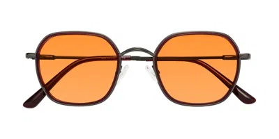 Yesglasses Ruby/gunmetal Mixed Retro-vintage Windsor Tinted Sunglasses In Ruby,gunmetal,orange