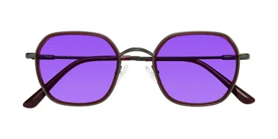 Yesglasses Ruby/gunmetal Mixed Retro-vintage Windsor Tinted Sunglasses In Ruby,gunmetal,purple