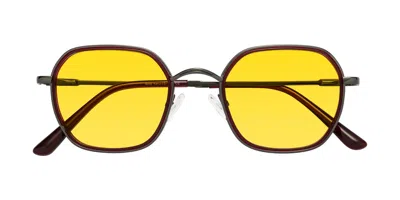 Yesglasses Ruby/gunmetal Mixed Retro-vintage Windsor Tinted Sunglasses In Ruby,gunmetal,yellow