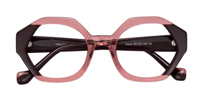 Yesglasses Ruby/maroon Geek-chic Acetate Round Geometric Blue Light Glasses - Kawa In Multi