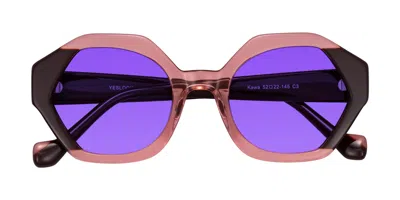 Yesglasses Ruby/maroon Geek-chic Round Geometric Tinted Sunglasses In Ruby,maroon,purple