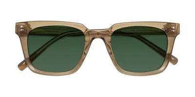 Yesglasses Tan Medium Acetate Square Tinted Sunglasses In Tan,green