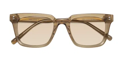 Yesglasses Tan Medium Acetate Square Tinted Sunglasses In Tan,light Brown
