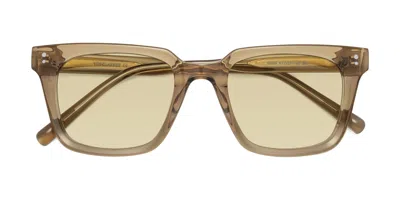 Yesglasses Tan Medium Acetate Square Tinted Sunglasses In Tan,light Champagne