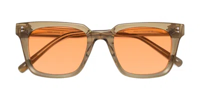 Yesglasses Tan Medium Acetate Square Tinted Sunglasses In Tan,medium Orange