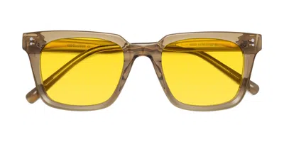 Yesglasses Tan Medium Acetate Square Tinted Sunglasses In Tan,yellow