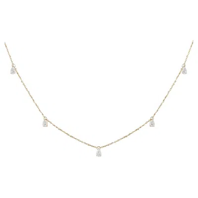 Pre-owned Yessayan 1.30 Cts Diamond Pear Charm Necklace In 18k Rose Gold In Red