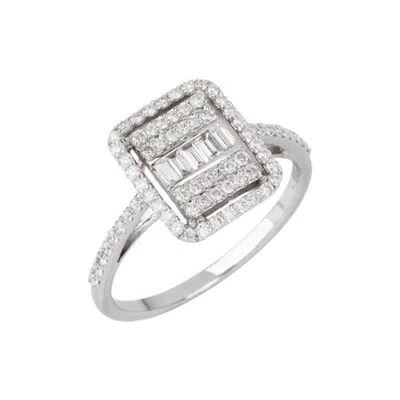 Pre-owned Yessayan Baguettes & Round Diamonds Ring In 18k White Gold