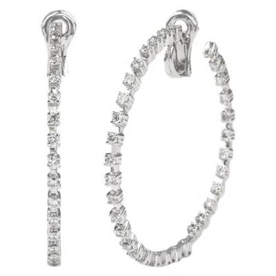 Pre-owned Yessayan Big Hoop Inside-out Diamond Earrings In 18k White Gold